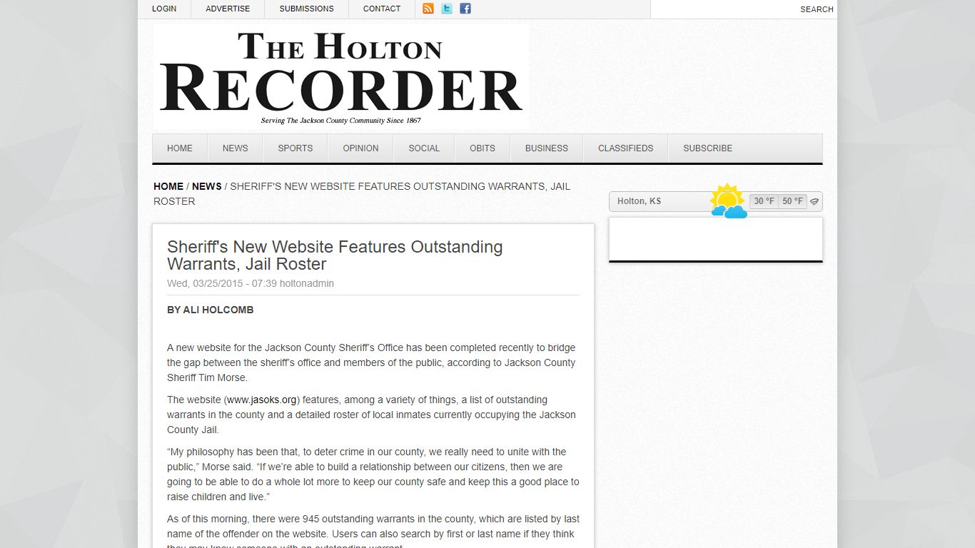 Sheriff's new website features outstanding warrants, jail roster